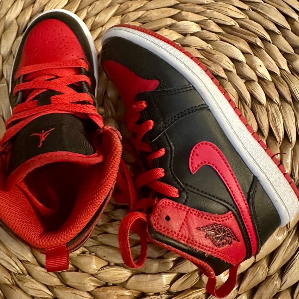 Black and Red High-Top Sneakers with Bold Design